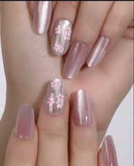 Premium Plum Pink Cat Eye Nails