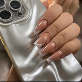 Long Glitter French Tips Press On Nails