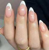 Almond Shape French Tips Press-On Nails | Elegant Classic Set