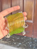 Trendy Jelly Bangles with Ghungru Churiyan – Parrot Green | 12 Pieces