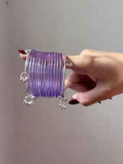 Trendy Jelly Bangles with Ghungru Churiyan – Lilac | 12 Pieces