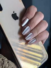 Long Golden Chrome Press-On Nails