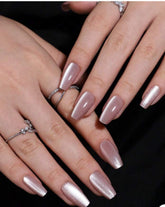 Long Golden Chrome Press-On Nails