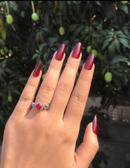 Almond red cat eye press on nails