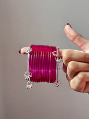 Trendy Jelly Bangles with Ghungru Bangles – Pink
