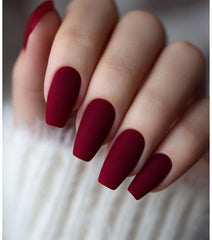 Matte Red Square Press-On Nails