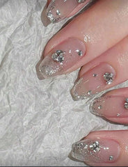 Rhinestone Glazed Press On Nails