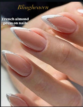Almond Glitter Tips Press On Nails