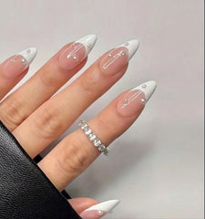 French Beads Almond Press On Nails