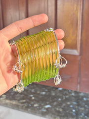 Trendy Jelly Bangles with Ghungru Churiyan – Parrot Green | 12 Pieces
