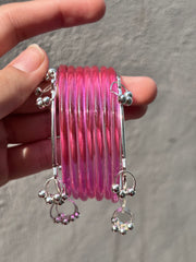 Trendy Jelly Bangles with Ghungru Churiyan – Baby Pink | Single Piece