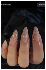 Almond Press-On Nails Set | 24 Nails with Complete Application Kit