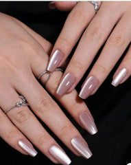 Long Golden Chrome Press-On Nails