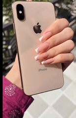 Long Glitter French Tips Press On Nails