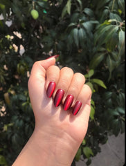 Almond red cat eye press on nails
