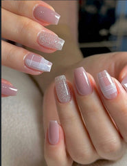 Baby Pink Press-On Nails | Soft Glossy Square Salon Set
