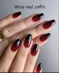 Wine Red Coffin Press On Nails