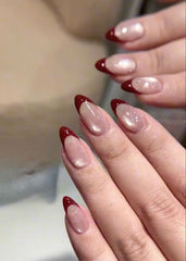 Red Tips Press On Nails