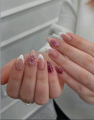 French Floral Art Nails